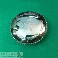 OIL TANK CAP, CHROME, BSA, B, C, M SERIES, SCRIPTED, 65-8500 C 65-3364, 65-8560