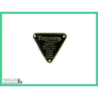 BRASS PATENT PLATE BADGE, TRIUMPH, PRE UNIT, 5T TROPHY TWIN, GENUINE, 70-2876 B