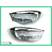 PETROL TANK BADGES, TRIUMPH UNIT 500 650, 1966-68 (PAIR) GENUINE 82-6887 82-6888