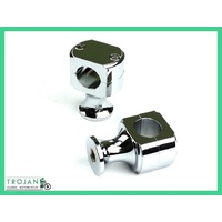 HANDLEBAR RISERS, 1", CUSTOM, CNC CHROME, 2" RISE (PAIR), BAR0123