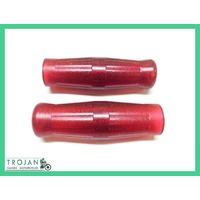 HAND GRIPS, 7/8" HANDLE BAR, COKE BOTTLE, RED METAL FLAKE (PAIR) CUSTOM, CHOPPER, BOBBER