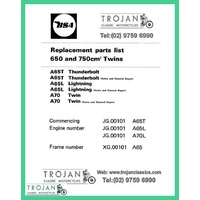 PARTS BOOK, BSA, A65, A70, 1972, BKP0003