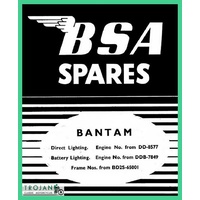 PARTS BOOK, BSA, BANTAM, D1, 1958-1963, BKP0038