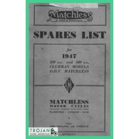 PARTS BOOK, MATCHLESS, 350, 500, SINGLES, 1947, BKP0059
