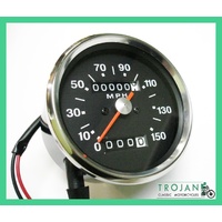 SPEEDO GAUGE, SMITHS TYPE, BLACK FACE, TRIUMPH, BSA, 1970-78, SSM5007/00