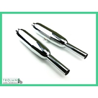 MUFFLERS, PRE UNIT TRIUMPH, 5T 6T T100 T110 T120, 1955-59 (PAIR) 70-3651 70-3652