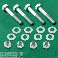 SHOCK MOUNTING BOLT NUT WASHER SET, TRIUMPH, TR6, T120, TO 1970, 14-0235, 14-1303, S25-2