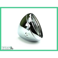 7" CHROME HEADLIGHT HEADLAMP SHELL AND RIM, LUCAS TYPE, CUSTOM, CLASSIC