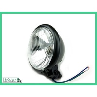 HEADLAMP, HEADLIGHT, 5 3/4", BATES TYPE, BASE MOUNT, CONVEX, H4, BLACK, HLP0057