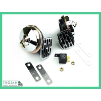 HORN, 12V, UNIVERSAL, TWIN, GRILL, WITH RELAY (PAIR), HRN0008