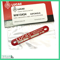 LUCAS K2FC MAGNETO LABEL, BADGE ID TAG, RED, ANTI CLOCKWISE, TRIUMPH BSA NORTON