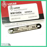 LUCAS K2F MAGNETO LABEL, BADGE ID TAG, BLACK, ANTI CLOCKWISE, TRIUMPH BSA NORTON