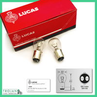 GENUINE LUCAS 6V STOP TAIL LIGHT BULB, 21/5W, 384, LL384T, BAY15D (PAIR)