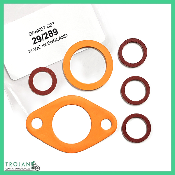 CARB GASKET SET FOR AMAL 289, PRE-MONOBLOC, MADE IN ENGLAND, 29/289, RKC/531