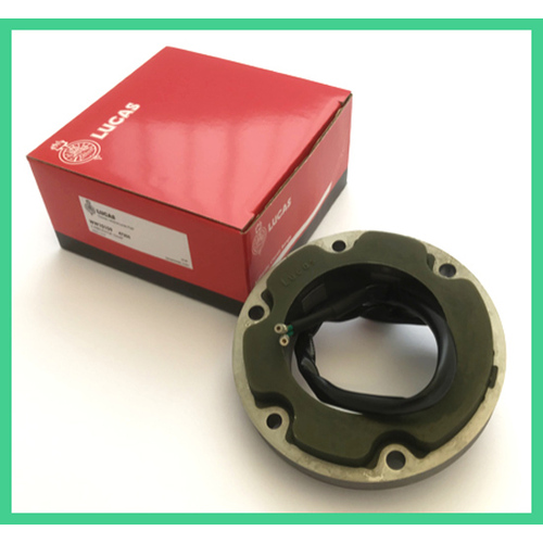 GENUINE LUCAS 12V STATOR, SINGLE PHASE, 2 WIRE, TRIUMPH, BSA, NORTON, 10AMP, RM21, 47205