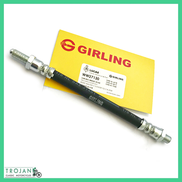GIRLING 8" REAR BRAKE HOSE, MASTER CYLINDER, TRIUMPH, NORTON, 60-7028 G, 06-6218
