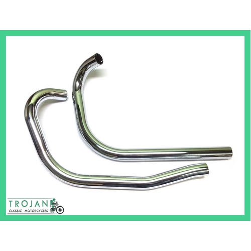 HEADER PIPES, TRIUMPH, 5T, 6T TO 1954, DYNAMO (PAIR), GENUINE, 70-1520/1519, E1520, E1519