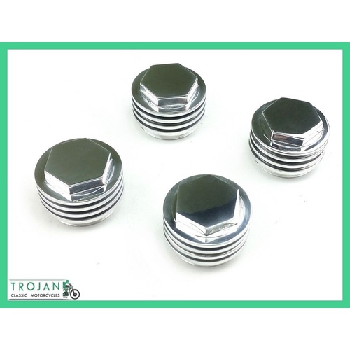 ROCKER BOX CAPS, ALLOY FINNED, CUSTOM, TRIUMPH PRE-UNIT (SET) 70-1564F, 70-1564