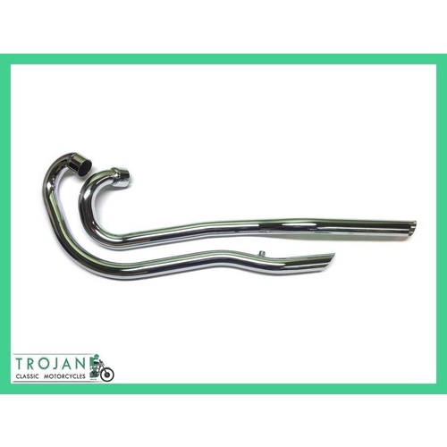 HEADER PIPES, TRIUMPH, 650 TR6C, 1966-70, HIGH LEFT, SLASH CUT (PAIR), 70-6370/2