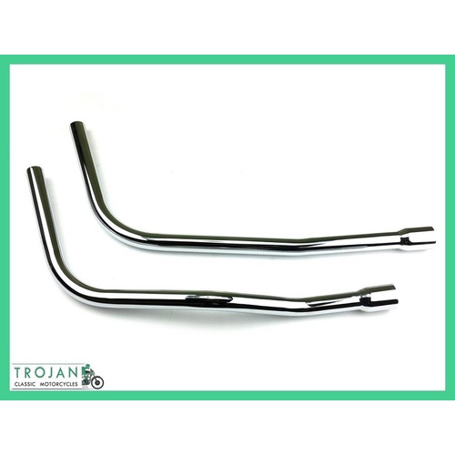 HEADER PIPES, TRIUMPH, T150 TRIPLES, 1971-72 (PAIR), GENUINE, 71-2451, 71-2453