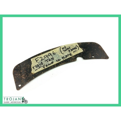 FRONT FENDER MUDGUARD NUMBER PLATE, TRIUMPH, RIGID TR5, GENUINE NOS, 82-2996