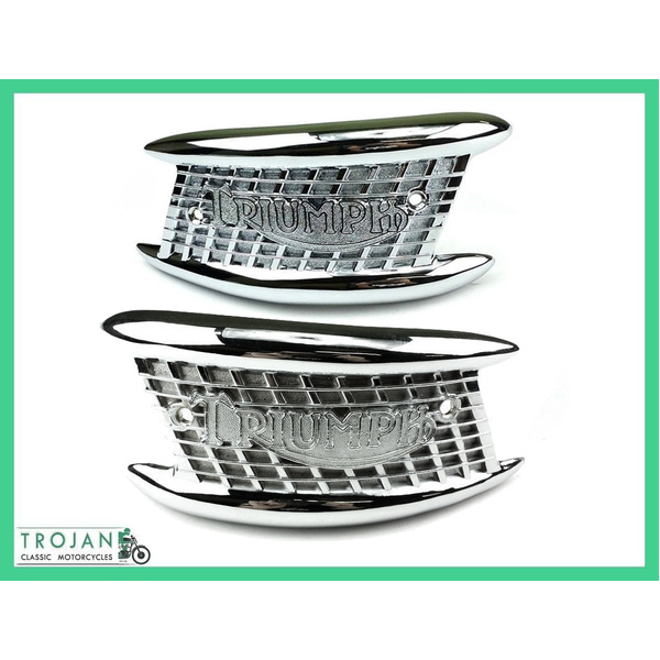 TRIUMPH PETROL TANK BADGE SET, 500, 650, 1957-65, GENUINE, 82-4127, F4127, 82-4128, F4128