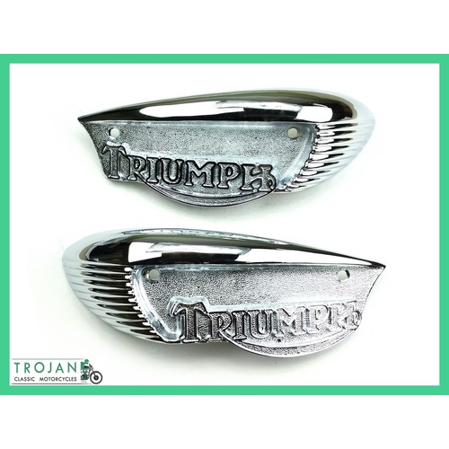 PETROL TANK BADGES, TRIUMPH UNIT 500 650, 1966-68 (PAIR) GENUINE 82-6887 82-6888
