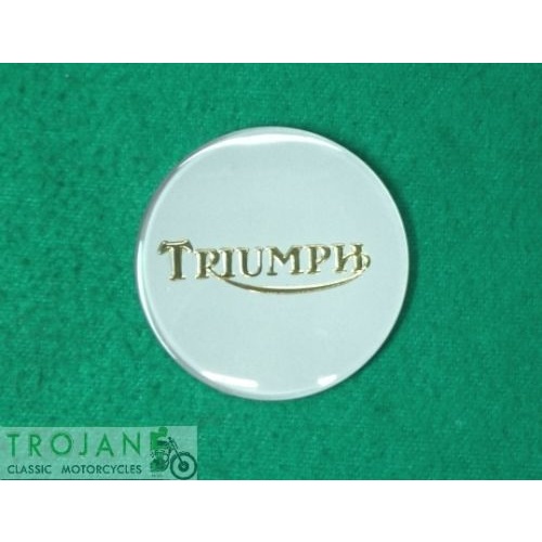 PETROL GAS TANK BADGE, SILVER GOLD, TRIUMPH, 750, TR7, T140, T150, GENUINE, 83-4776