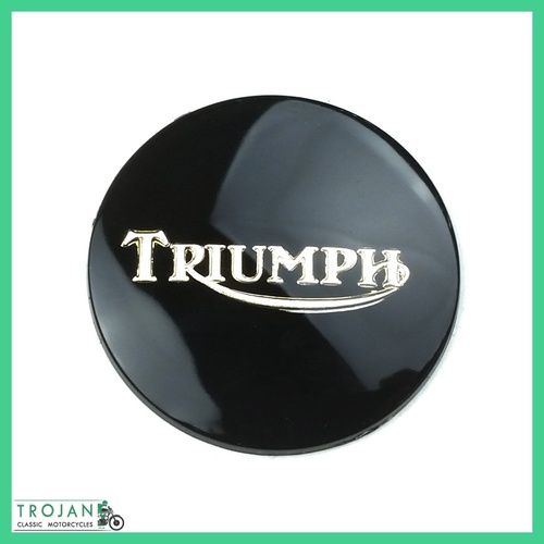PETROL TANK BADGE, BLACK GOLD, TRIUMPH, 750, GENUINE, 83-8656