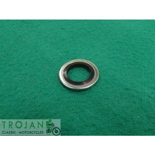 FORK CAP SCREW BONDED WASHER SEAL, TRIUMPH, BSA, 1971 ON, GENUINE, 97-4004