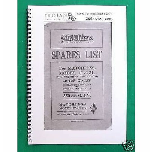 PARTS BOOK, MATCHLESS, 1941 G3L WD 350CC, BKP0015