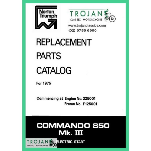 PARTS BOOK, NORTON, 1975, 850 COMMANDO MKIII, BKP0017