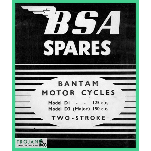 PARTS BOOK, BSA, BANTAM D1 - D3, 1949-54, BKP0023