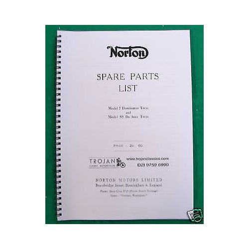 PARTS BOOK, NORTON, 7 DOMINATOR, 88 DELUXE TWINS, 1955, BKP0025