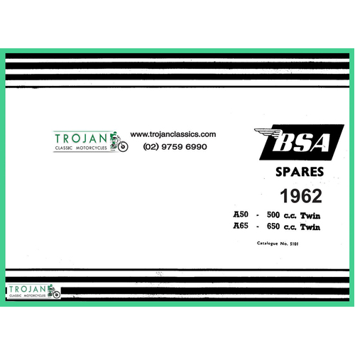 PARTS BOOK, BSA, 1962, A50, A65, BKP0028
