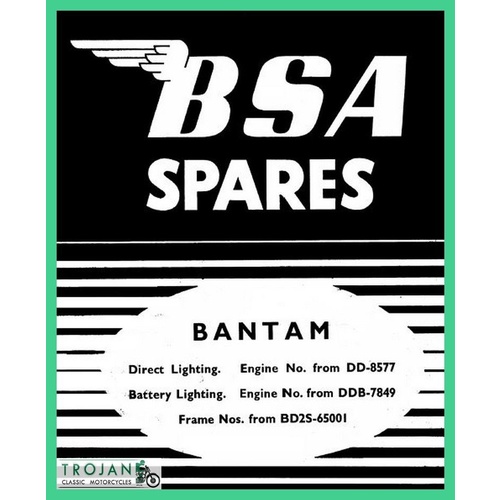 PARTS BOOK, BSA, BANTAM, D1, 1958-1963, BKP0038