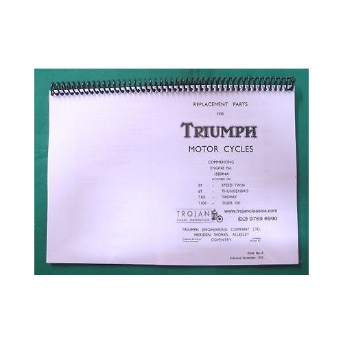 PARTS BOOK, TRIUMPH, PRE-UNIT, 1952, 5T, 6T,TR5, T100, BKP0043