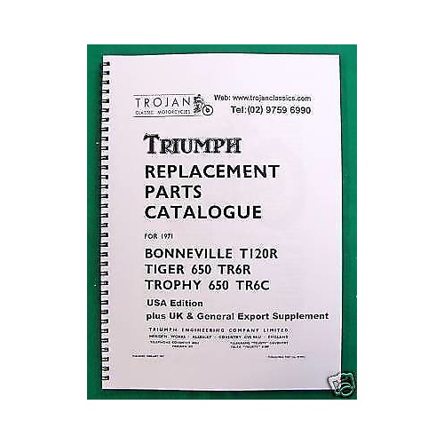 PARTS BOOK, TRIUMPH, 1971, T120R, TR6R, TR6C, BKP0048