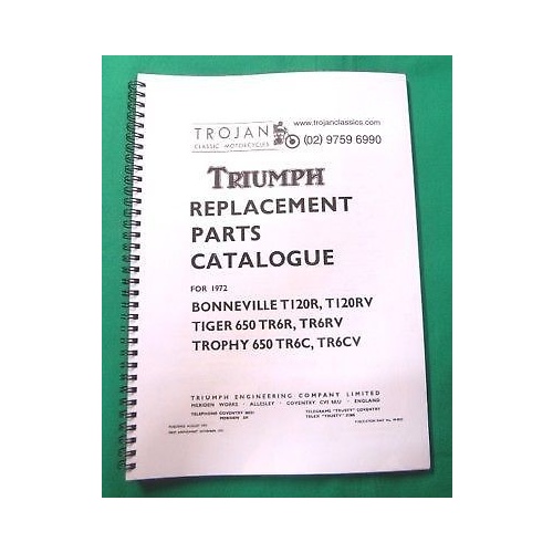 PARTS BOOK, TRIUMPH, 650, 1972, T120, TR6, BKP0049