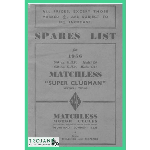 PARTS BOOK, MATCHLESS, 500, 600, TWINS, 1956, BKP0061
