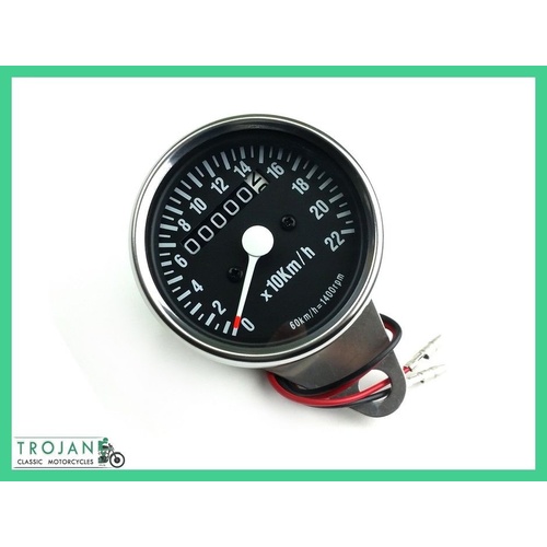 SPEEDO GAUGE, MINI, 2:1 RATIO KM/H CHROME, CHOPPER, BOBBER, CUSTOM, CRL0019