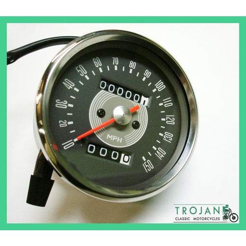 SPEEDO GAUGE, SMITHS TYPE, GREY FACE, TRIUMPH, BSA, 1967-69, SSM5001/06