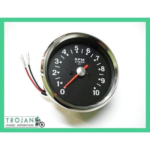 TACHO GAUGE, SMITHS TYPE, BLACK FACE, TRIUMPH, BSA, 1970-78, RSM3003/13