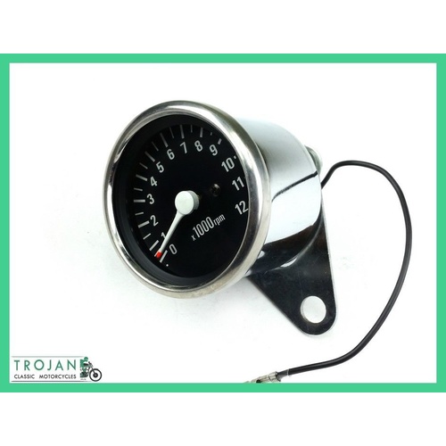 TACHO GAUGE, MINI, CABLE DRIVEN, 5:1, CHROME, CRL0090