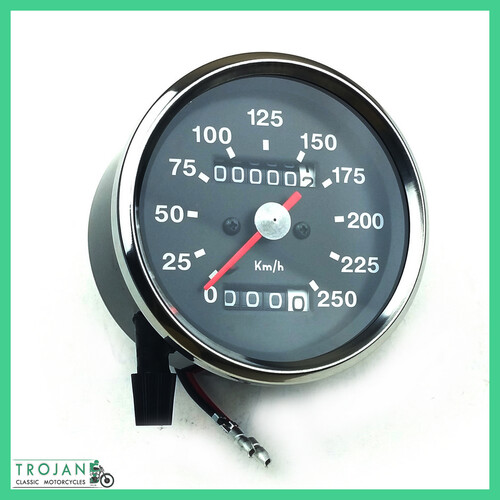 KMH SMITHS TYPE BLACK FACE SPEEDO GAUGE, TRIUMPH, BSA 1970-78, SSM5007/01, KPH