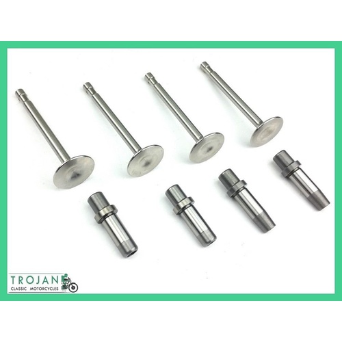VALVES & GUIDES SET, TRIUMPH PRE-UNIT, 5T, IRON HEAD, 1946-59, 70-2899, 70-1480, 70-2900, 70-1956