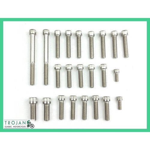 ENGINE COVER ALLEN SCREW SET, TRIUMPH, UNIT 650, 1963-68, STAINLESS, ENG0180