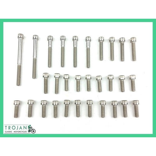 ENGINE COVER ALLEN SCREW SET, TRIUMPH,PRE UNIT 500,650, STAINLESS STEEL, ENG0181
