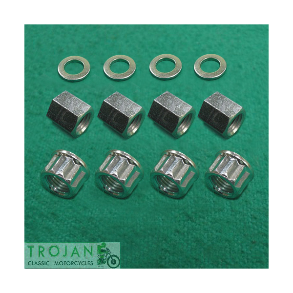 CYLINDER BASE NUT WASHER SET, TRIUMPH, TR7 T140, 1973-83, GENUINE 21-0692, 21-2177, 70-3446