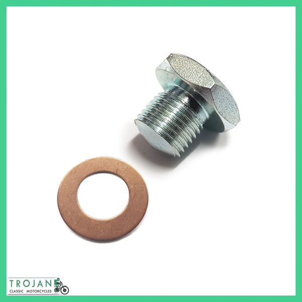 TIMING COVER PLUG BOLT & COPPER WASHER SET, TRIUMPH, PRE 1969, 70-2615, E2615, E1335